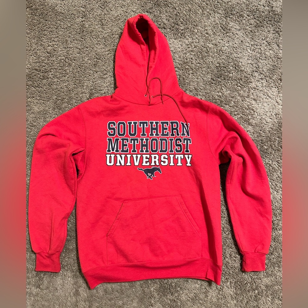 Vintage Champion NCAA SMU Mustangs “triple red” hoodie 00s size medium